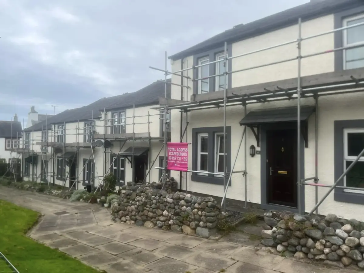 Professional scaffolding installation on period building in Cumbria