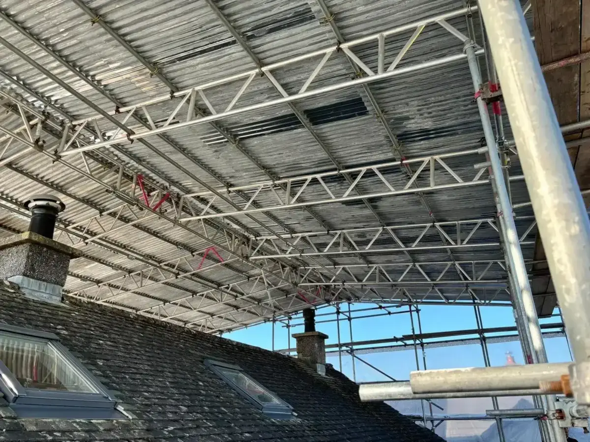 Canopy scaffold side elevation showing height and span in Ulverston