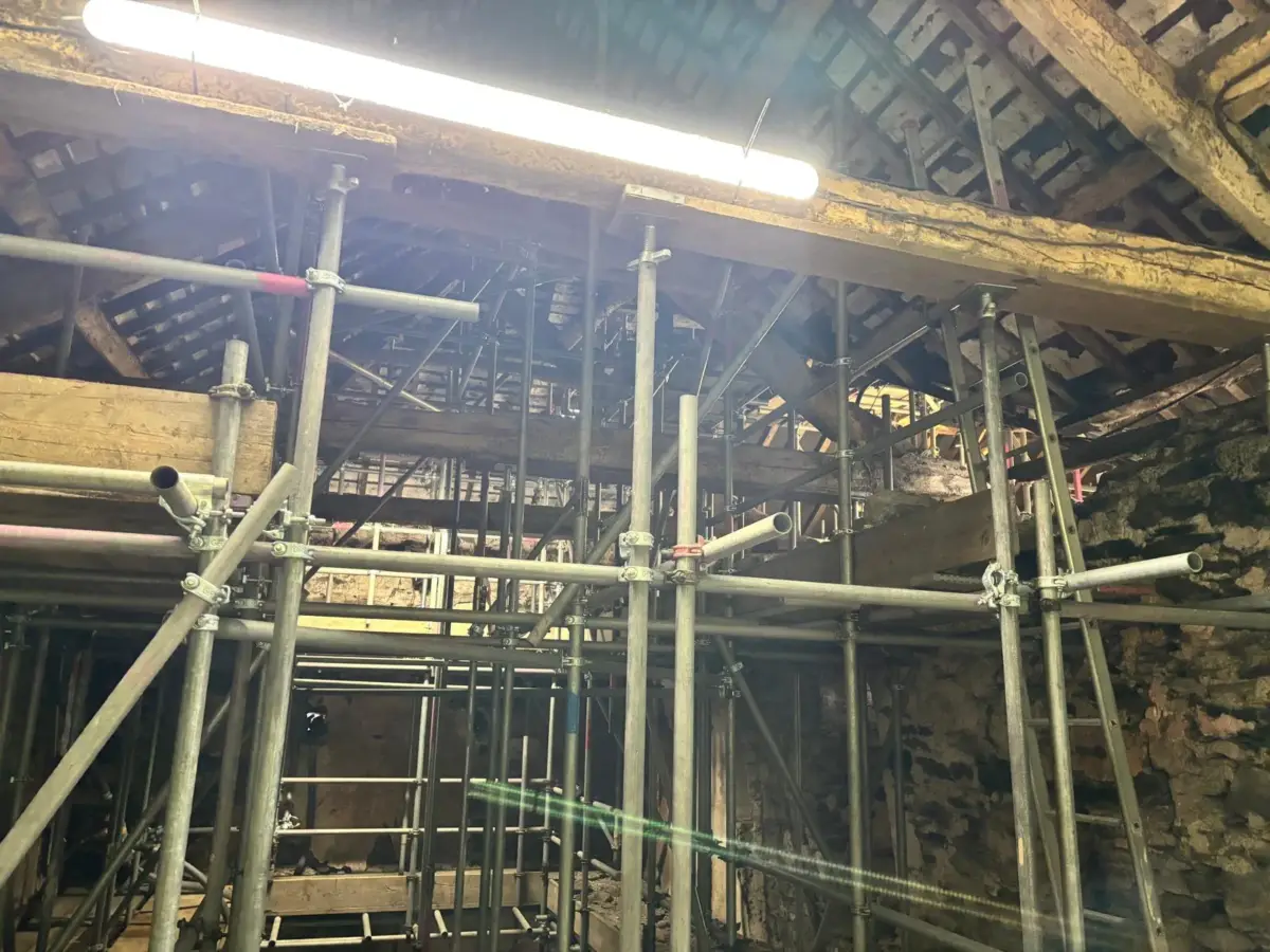 Full scaffold coverage on Langdale Hotel and Spa complex in Great Langdale Valley