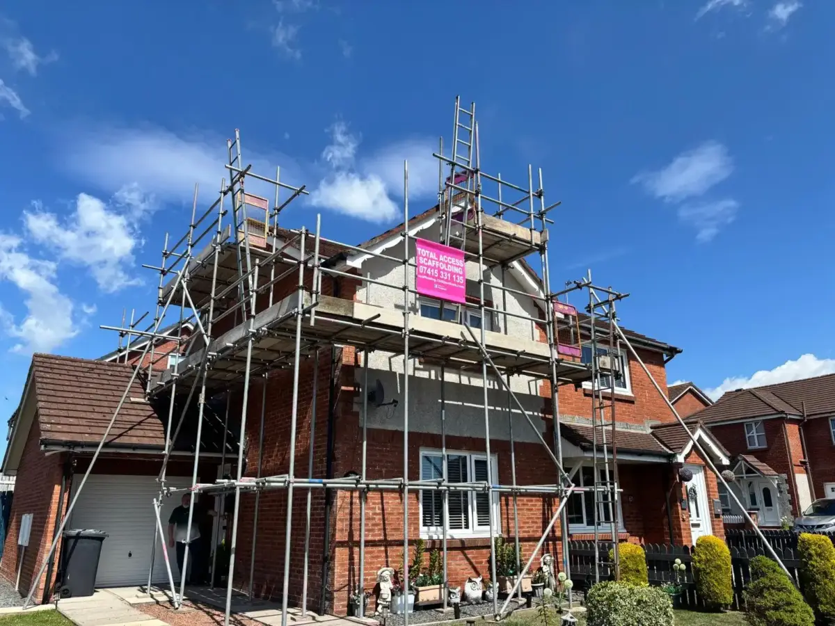 Full residential scaffolding wrap for external wall coating in Cumbria